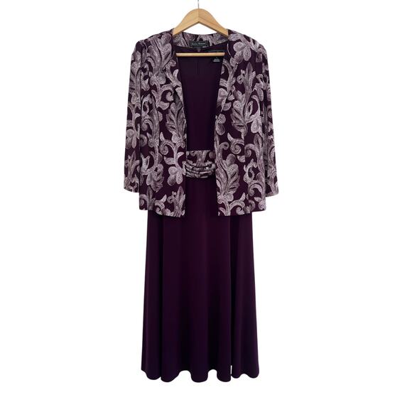 Jessica Howard Floral Midi Dress Jacket 2pc Set Womens Size 12 Purple Event - Picture 1 of 16